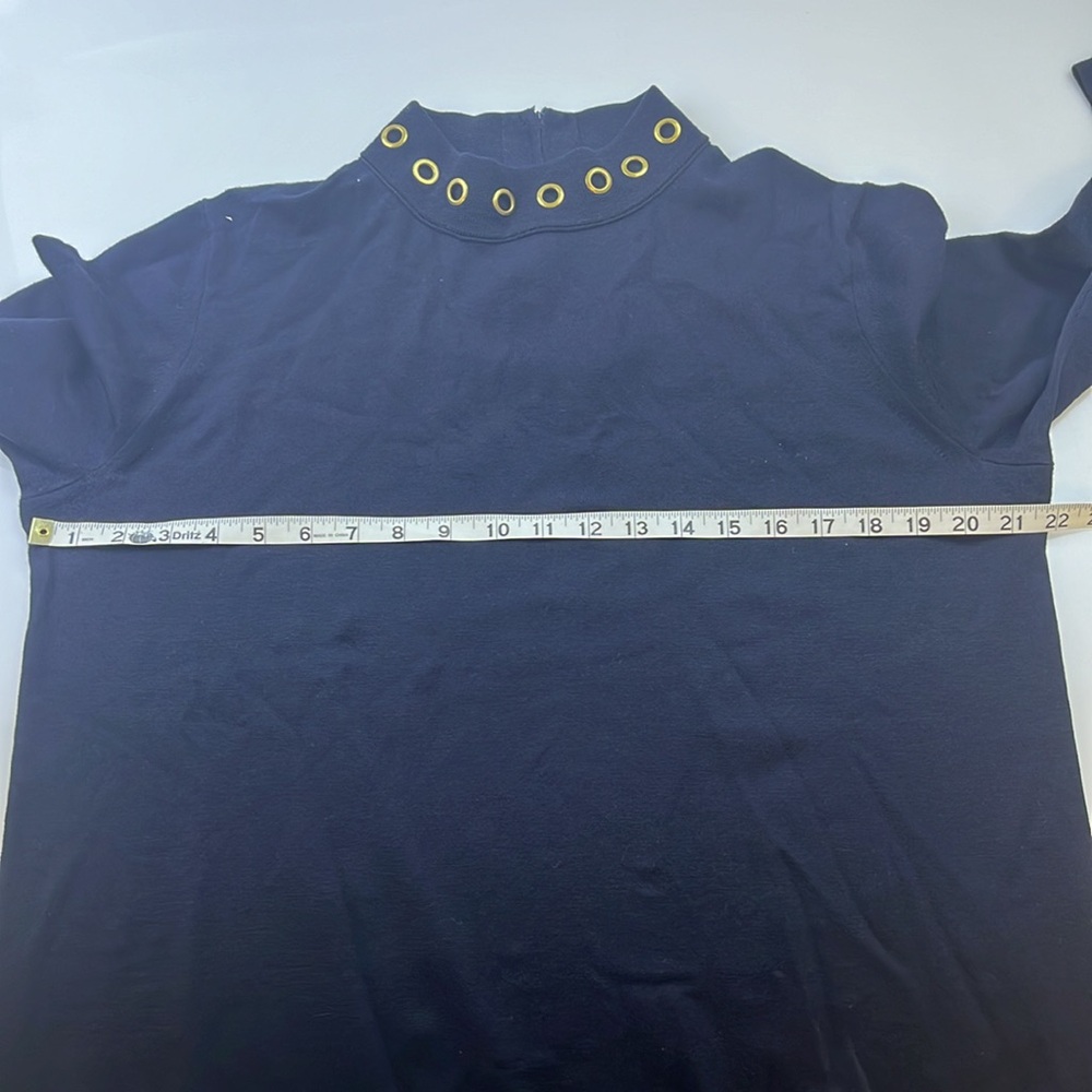 Tory Burch Navy Merino Wool Blend Top with Grommet Detail N278-5 - Picture 9 of 10